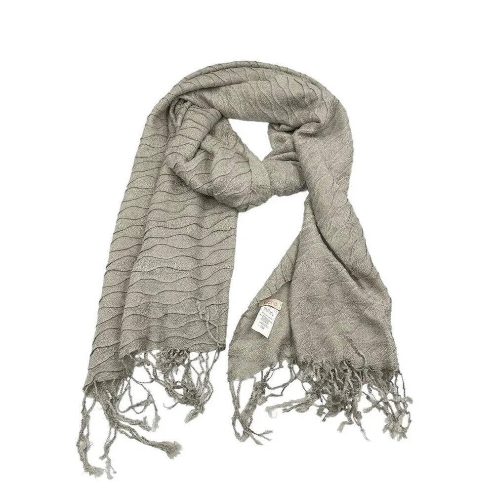 Echo Unisex Acrylic Fringe Scarf  Beige  90 in X 25 In